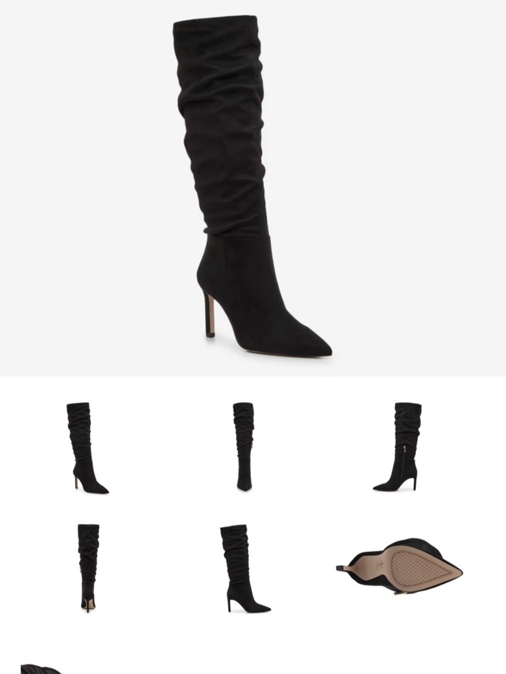 Jessica Simpson Black Pointed Toe Mid-Heel Suede Boots